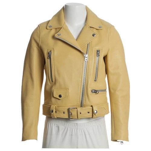 Pre-owned Acne Studios Leather Biker Jacket In Yellow