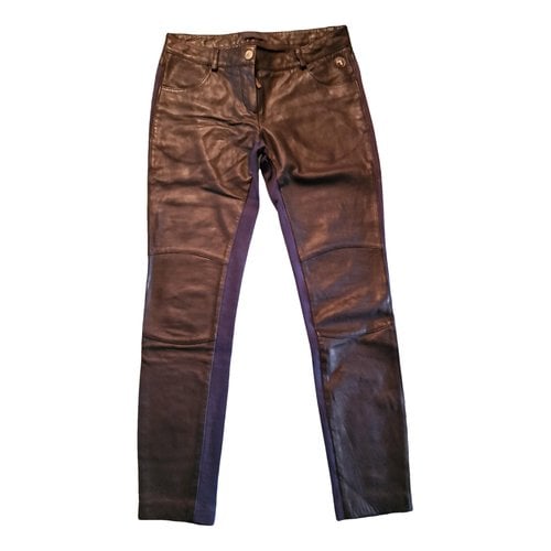 Pre-owned Trussardi Leather Slim Pants In Black