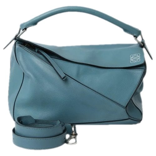 Pre-owned Loewe Puzzle Leather Crossbody Bag In Blue