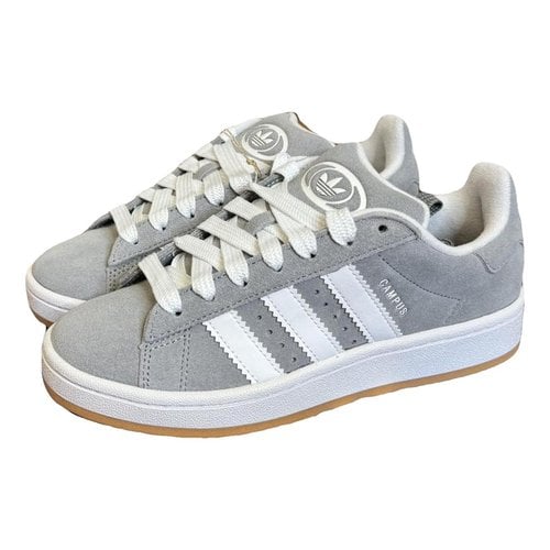 Pre-owned Adidas Originals Leather Low Trainers In Grey
