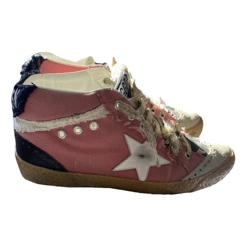 Pre-owned Golden Goose Mid Star Cloth Trainers In Pink