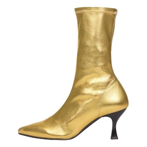 Pre-owned Colette Vegan Leather Boots In Gold