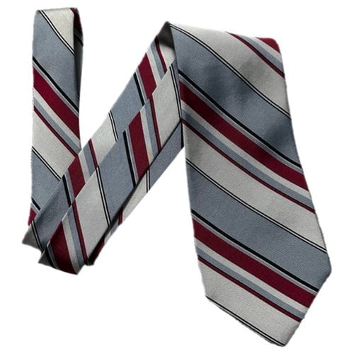 Pre-owned Saks Fifth Avenue Silk Tie In Grey