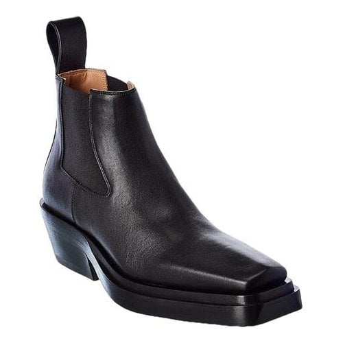Pre-owned Bottega Veneta Leather Western Boots In Black