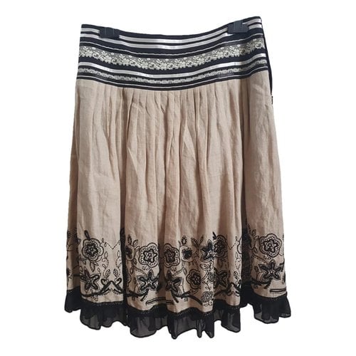 Pre-owned Marella Linen Skirt In Beige