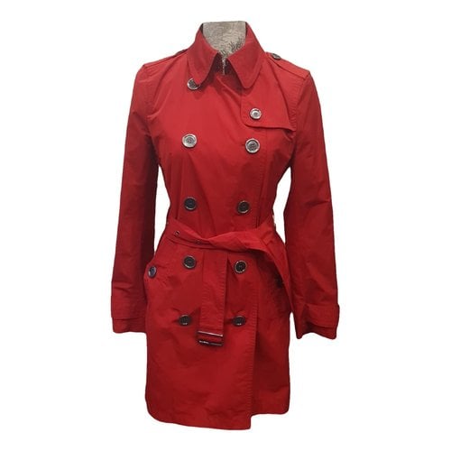 Pre-owned Burberry Kensington Trench Coat In Red