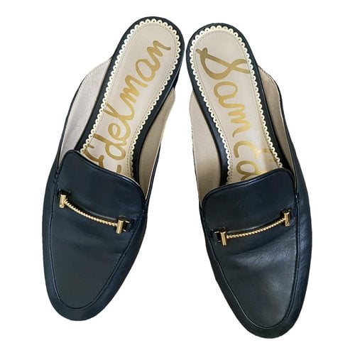 Pre-owned Sam Edelman Leather Flats In Black
