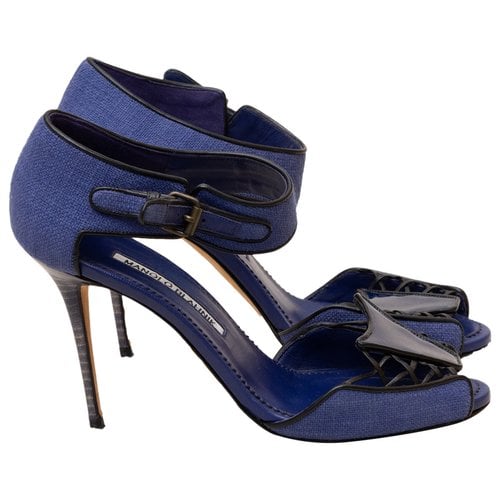 Pre-owned Manolo Blahnik Cloth Heels In Blue