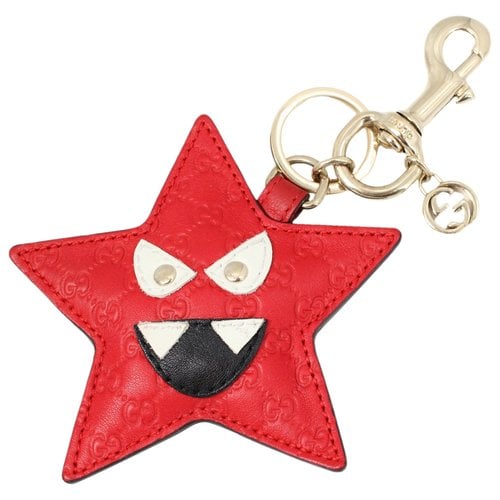Pre-owned Gucci Leather Bag Charm In Red