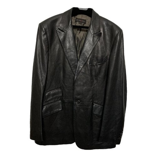 Pre-owned Bruno Magli Leather Vest In Black