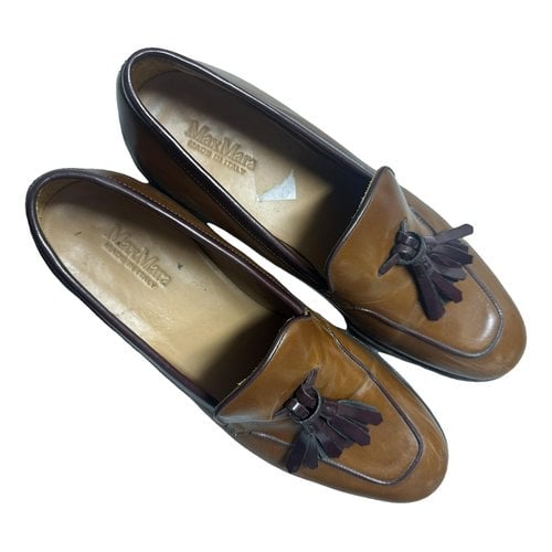Pre-owned Max Mara Leather Flats In Brown