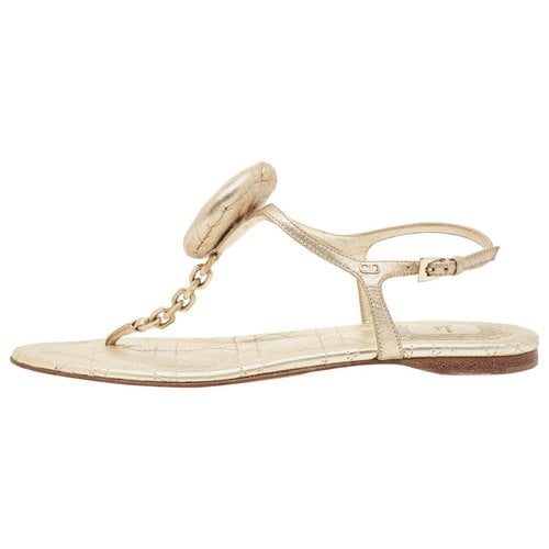 Pre-owned Dior Patent Leather Sandal In Gold