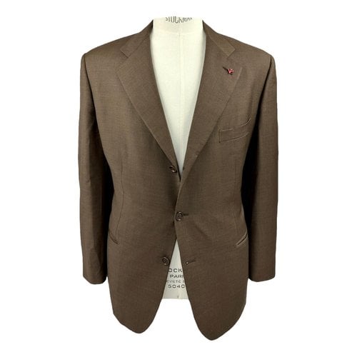 Pre-owned Isaia Wool Jacket In Brown
