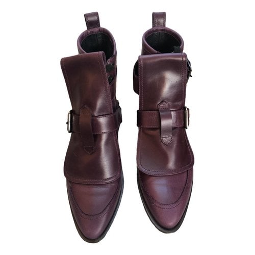 Pre-owned Vivienne Westwood Leather Biker Boots In Purple