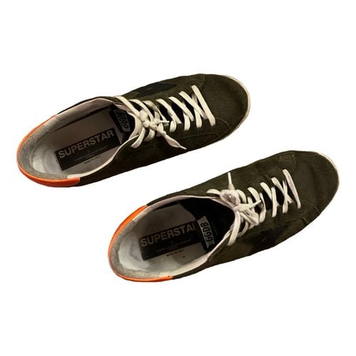 Pre-owned Golden Goose Superstar Low Trainers In Green