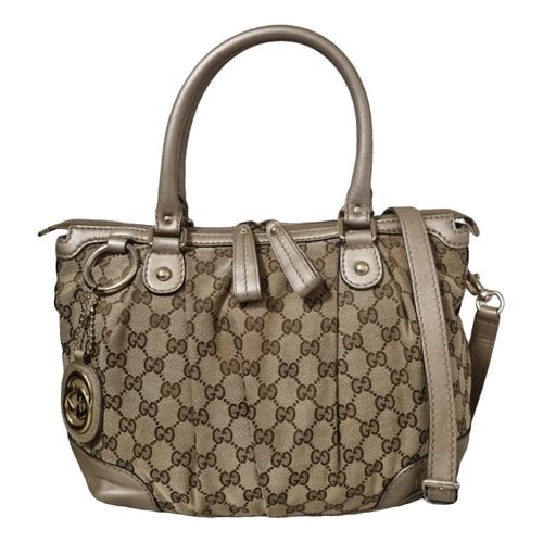 Pre-owned Gucci Sukey Cloth Handbag In Beige