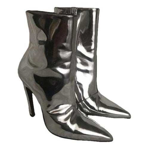 Pre-owned Balenciaga Slash Leather Ankle Boots In Metallic