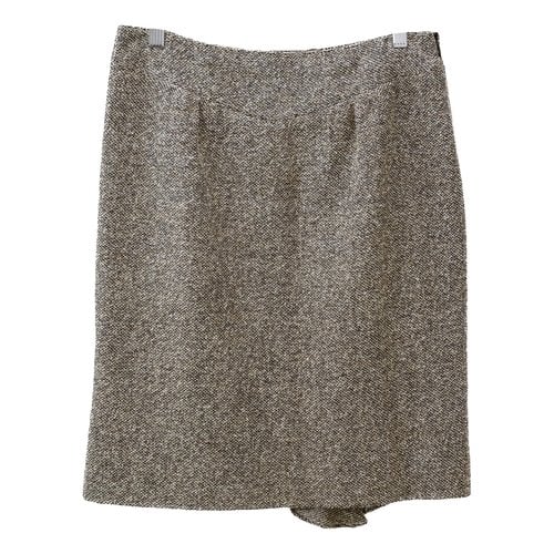 Pre-owned Valentino Tweed Mini Skirt In Brown