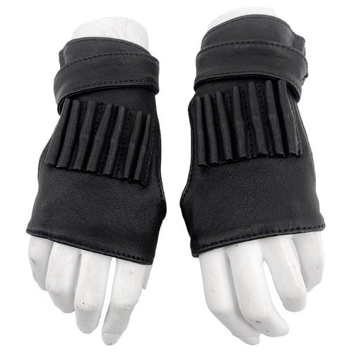 Pre-owned Ann Demeulemeester Leather Gloves In Black