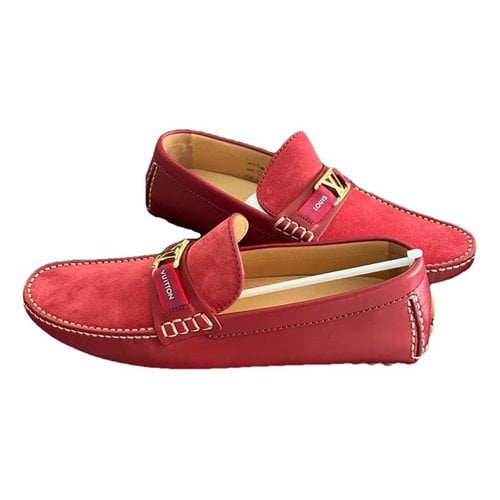 Pre-owned Louis Vuitton Hockenheim Leather Flats In Red