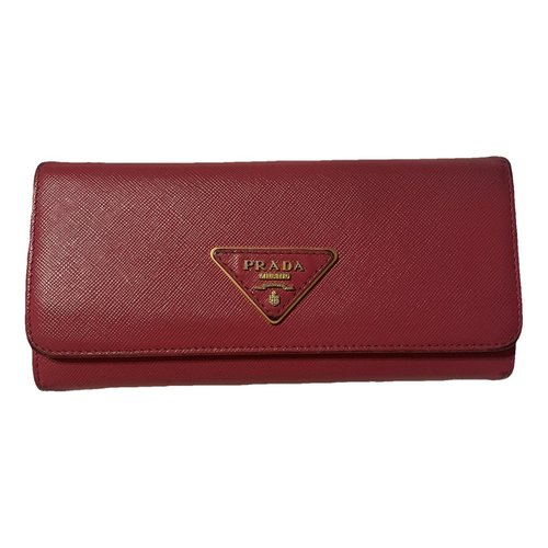 Pre-owned Prada Tessuto Leather Wallet In Pink