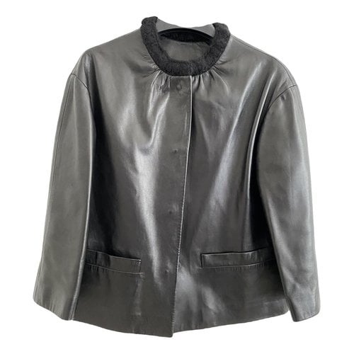 Pre-owned Pringle Of Scotland Leather Jacket In Black
