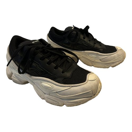 Pre-owned Raf Simons Leather Low Trainers In Black