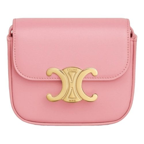 Pre-owned Celine Triomphe Leather Handbag In Pink