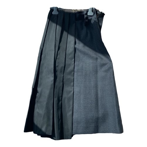 Pre-owned Prada Linen Mid-length Skirt In Grey