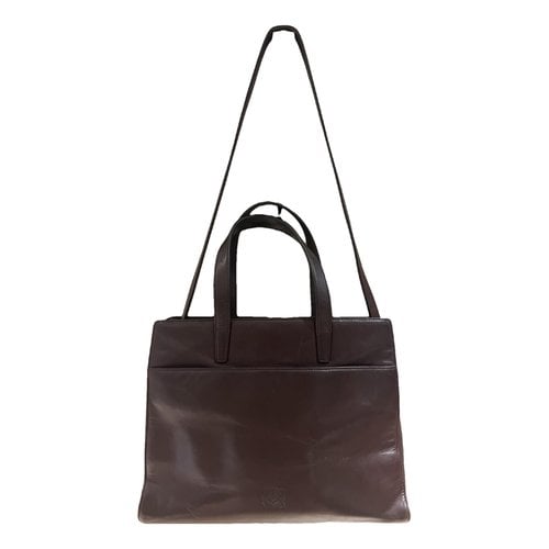 Pre-owned Loewe Anagram Leather Handbag In Burgundy