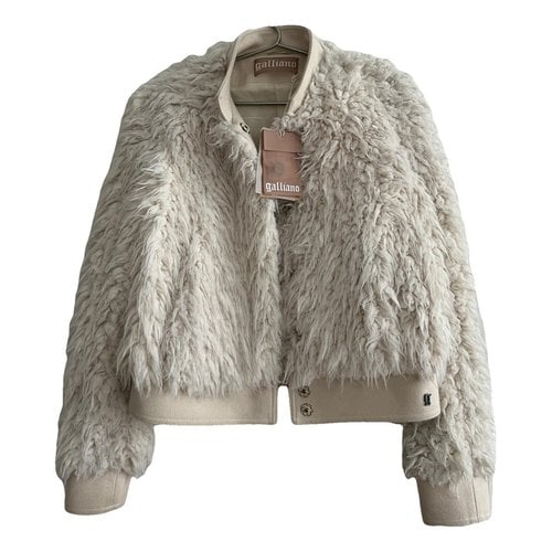 Pre-owned John Galliano Faux Fur Caban In Beige