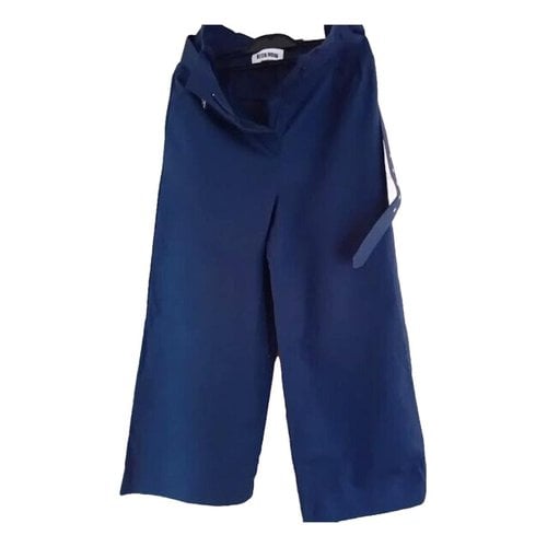 Pre-owned Rita Row Linen Straight Pants In Blue