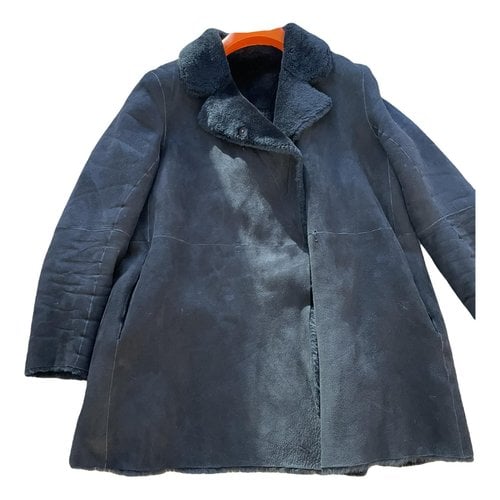 Pre-owned Theory Shearling Coat In Black