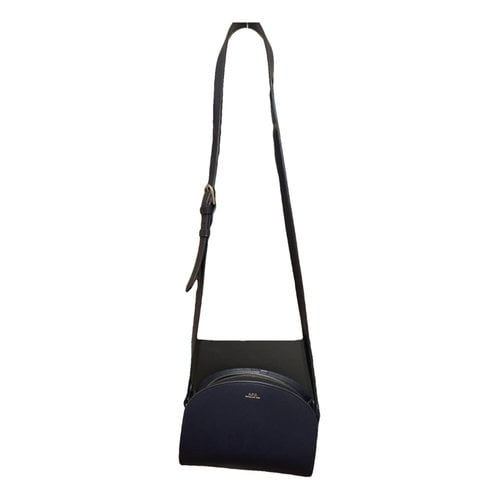 Pre-owned Apc Demi-lune Leather Clutch Bag In Navy