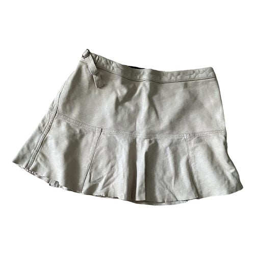 Pre-owned Patrizia Pepe Leather Mini Skirt In Beige