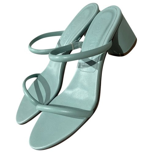 Pre-owned Aeyde Leather Sandal In Turquoise