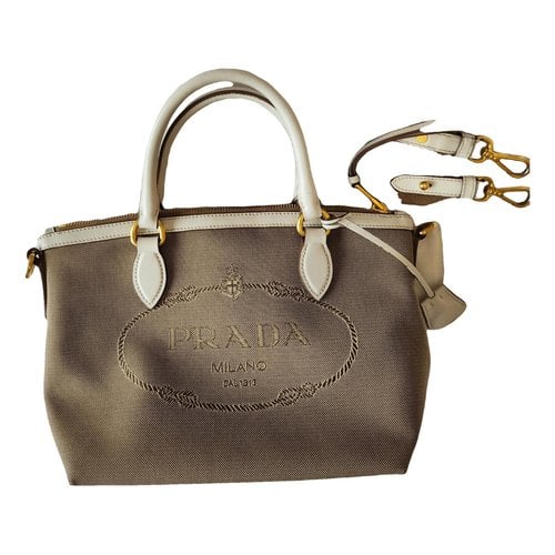 Pre-owned Prada Promenade Leather Handbag In Beige
