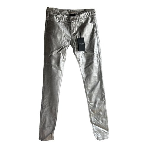Pre-owned Saint Laurent Slim Pants In Silver