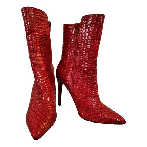 Pre-owned Buffalo Vegan Leather Heels In Red