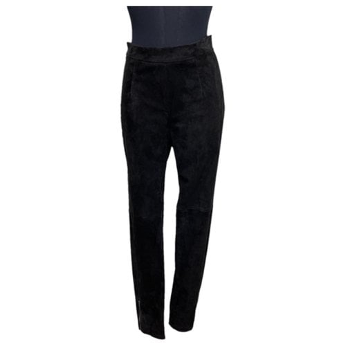 Pre-owned Dior Leather Trousers In Black