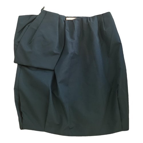 Pre-owned Prada Silk Mini Skirt In Turquoise
