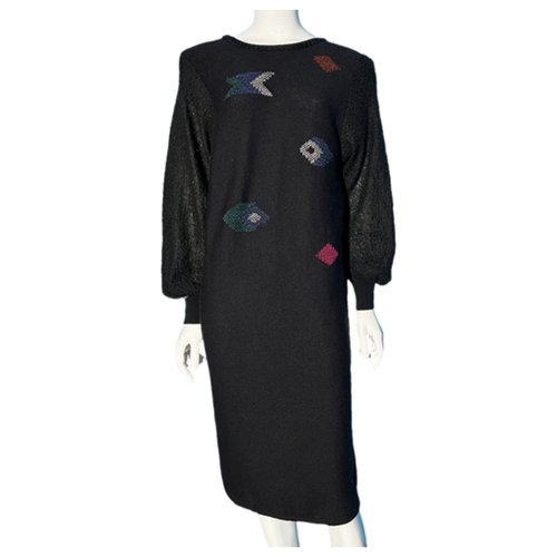 Pre-owned Saint Laurent Wool Mid-length Dress In Black