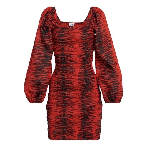 Pre-owned Ganni Mid-length Dress In Red