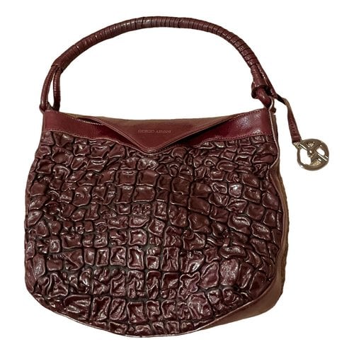 Pre-owned Giorgio Armani Leather Handbag In Burgundy