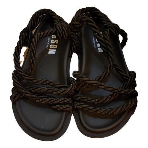 Pre-owned Msgm Cloth Sandals In Black