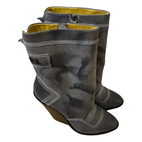 Pre-owned Diesel Leather Ankle Boots In Anthracite