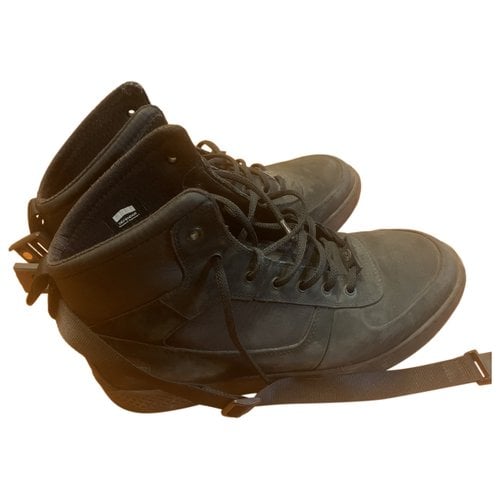 Pre-owned Timberland Leather High Trainers In Black