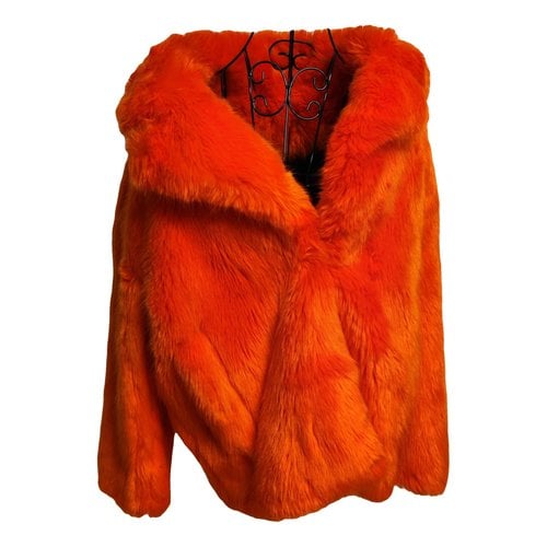 Pre-owned Diane Von Furstenberg Faux Fur Jacket In Orange