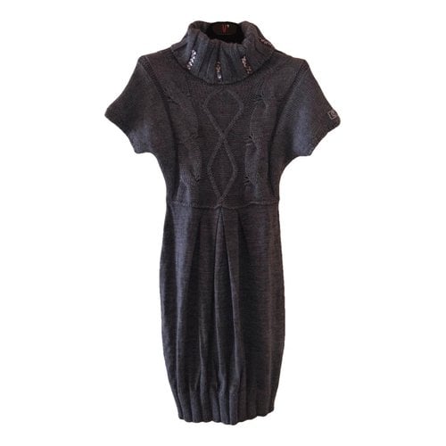Pre-owned Cristinaeffe Wool Mid-length Dress In Grey