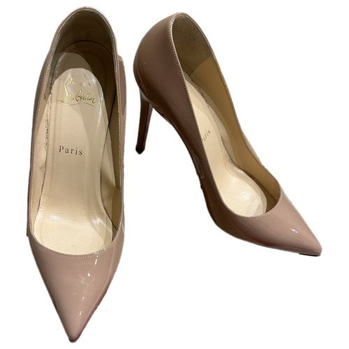 Pre-owned Christian Louboutin Pigalle Patent Leather Heels In Beige